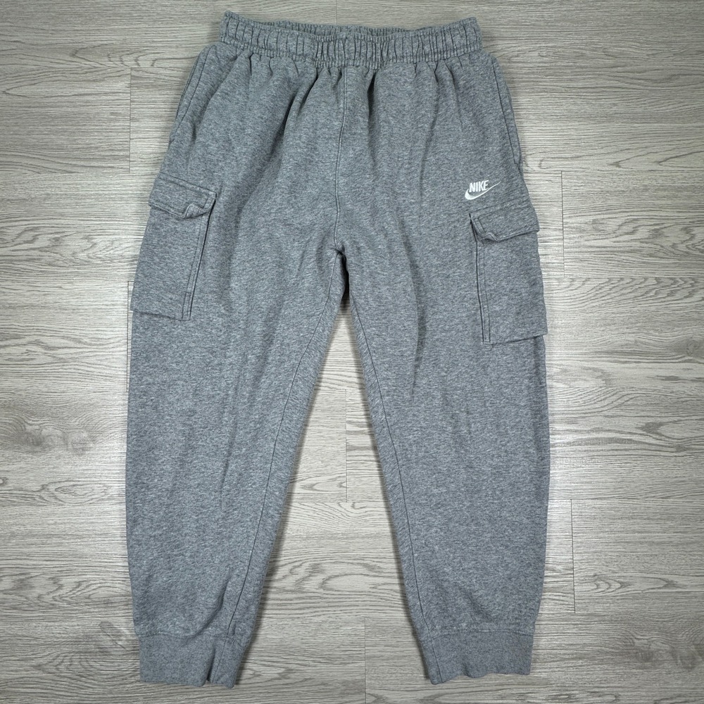 Nike Men's Joggers Cargo Sweatpants Gray Large Fleece Pockets Athletic Casual